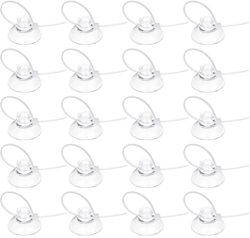 Hariendny 20 Pack Saugnäpf Aquarium, Aquarium Saugnäpfe mit 30 Stück verstellbare Reißverschlüsse Kabel Set, Aquarium Zubehoer für Bindung Moos, Shrimp Nests und Reptilien Hängematten