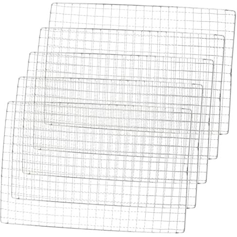 Yardenfun Tapis De Cuisson Barbecue Résistant à La Chaleur 20x30cm pour Grillades Extérieures, Lot De 5 Tapis en Maille Métallique Antidérapants Multifonctions Compatibles Gaz Charbon Électrique
