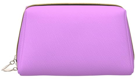 Novastar Beauty case da viaggio grande, in pelle PVC viola chiaro, da donna, con cerniera, portatile, per la cura della pelle