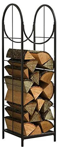 Portalegna da ardere in ferro battuto per esterni, con staffa, resistente, per uso interno ed esterno