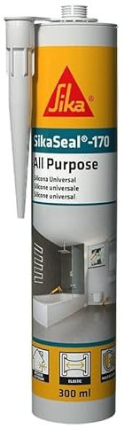 SIKA - Sigillante Siliconico Universale - SikaSeal-170, Bianco - Perfetto per Bagni e Cucine - Antimuffa - Impermeabile - Resistente ai Raggi UV - Ideale per Giunti su Piastrelle e Vetro - 300ml