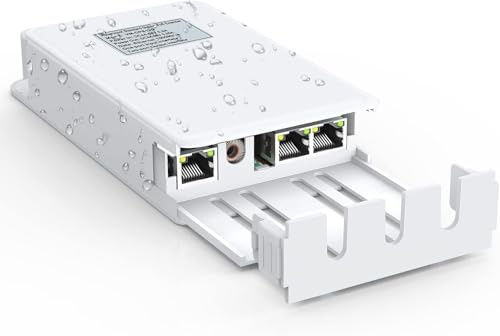 VIMIN 2-Port Gigabit PoE Extender für Den Außenbereich, 1-in-2-Out PoE Repeater mit 1000 Mbit/s, IEEE802.3af/at Kompatibel, IP65, Verlängert die Strom- und Datenübertragung um Zusätzliche 100 m