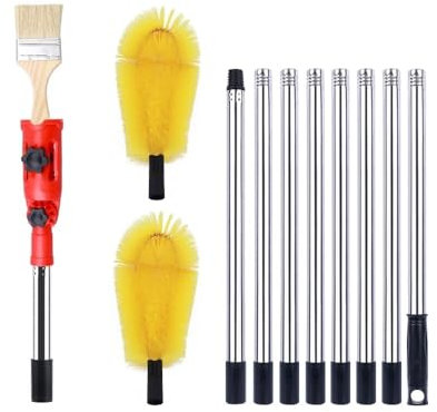 Gutter Cleaning Tools- 12.7ft Telescopic extendable roof Gutter Cleaning kit w/Extender Holder of Adjustable Multi-Utility, Gutter Cleaner, Window Cleaner, Ceiling Cleaning, Optional Paint Brush Set