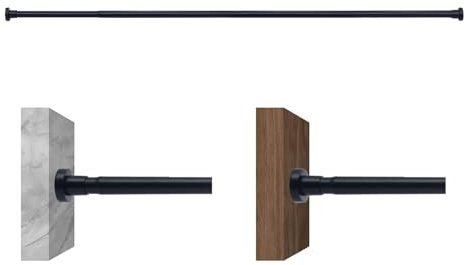WL.Rocaille Schwarz Rostfreie Stähle Spring Tension Rods 76 bis 140 Zentimeter, kein Bohren erforderlich, einstellbare Zugstangen, schraubenlose Mini-Gardinenstangen für Fenster, Badezimmer, Schränke