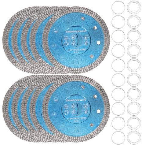 HARFINGTON 10pcs Diamond Saw Blade 4.5 Dia 7/8 Arbor Circular Cutting Wheel Durable Circular Saw Blade for Masonry Tile Marble Ceramics Concrete Cement Brick, Blue