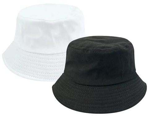 ATSNOSH 2 Stück Fischerhüte, Strand-Sonnenhut für Herren Damen, Faltbarer Eimer-Hut für Camping Reisen Wandern Urlaub, Sommer-Sonnenschutz (DE/NL/SE/PL, Alphanumerisch, Einheitsgröße, 2 Stück)