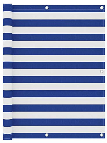 Xichuzi Balkon-Sichtschutz Weiß und Blau 120x400 cm Oxford-Gewebe, Balkonsichtschutz, Windschutz Balkon, Windschutz Terrasse, Balkonverkleidung, Sichtschutz Garten - 134921