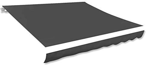 IKAYAA Tessuto di Ricambio per Tenda da Sole Telo di Ricambio per Tenda Parasole Retrattile per Balcone, Patio, Terrazzo, Esterno, Giardino-Antracite-350 x 250 cm