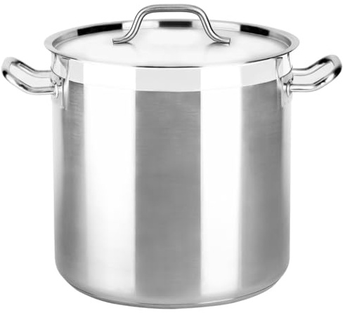 Olla Industrial Profesional de 24L, Fabricada en Acero Inoxidable, Ideal para cocinas comerciales y preparación de Grandes cantidades de Alimentos.
