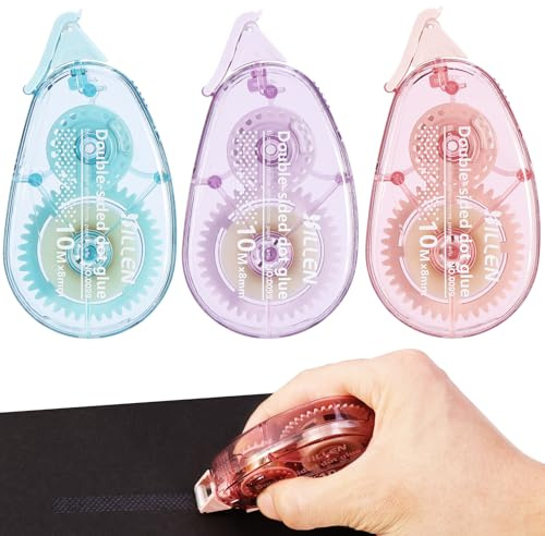 HonGien 3 Stück Kleberoller Fotokleber Doppelseitiges Klebeband 8mm x 10m Klebemaus für Scrapbook Tape Transparentes Klebeband für Schule Haus DIY Crafting Geschenkverpackungen