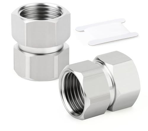 ERGAOBOY 2 piezas de 38 mm de longitud, conector flexible y móvil de acero inoxidable 304, hembra BSP de 1/2 para pulverizador, válvula angular, brazo de ducha