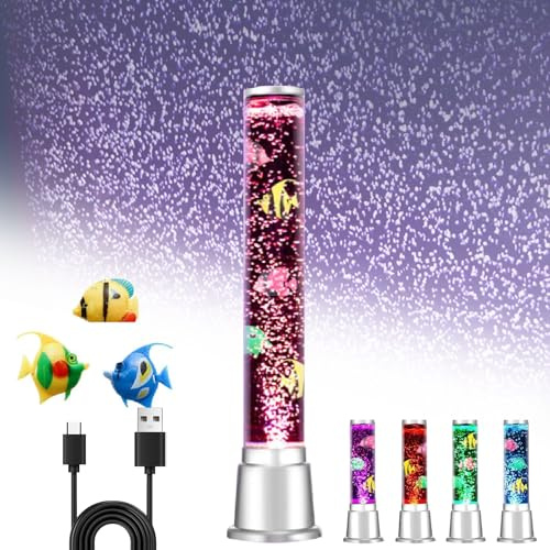 Vdhfgso Lámpara de Burbujas Ultimate Fish: LED de 7 Colores alimentados por USB, Movimiento de Burbujas Realista y Peces flotantes, Regalo de relajación sensorial for niños y Adultos.(56cm/22.04in)