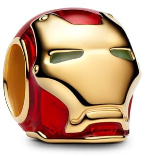 Pandora Moments Marvel Iron Man Casque Charm avec Alliage métallique plaqué Or 14 carats, Compatible Moments, 764213C01