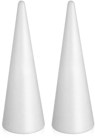 SHERCHPRY Conos Ideales para Decoraciones Navideñas de Poliespan Blancos Base Resistente para Manualidades y Materiales de Espuma y Centros de Mesa Artesanales