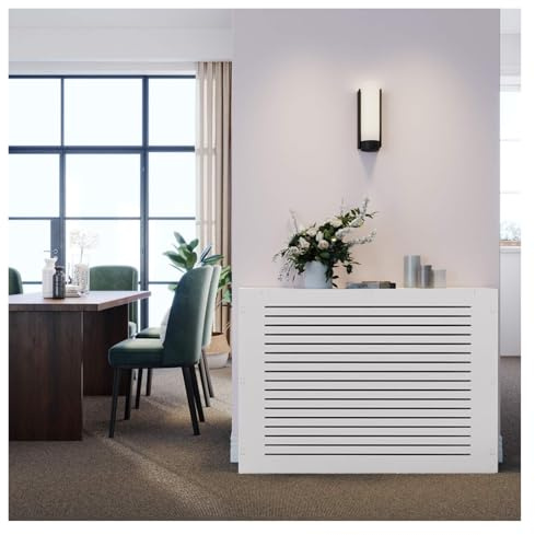 LSSHQ Couvercle de Radiateur, Grille À Lattes Horizontales MDF Laqué Blanc Peut Placer Des Décorations pour Salon, Chambre Coucher, Couloir, en Bois(39.3x31.5x7.8in/100x80x20cm)