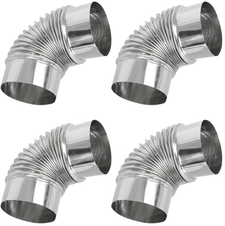 OKUMEYR 4pcs 6cm Stainless Steel Elbow Chimney Pipe for Water Heater Vent Pipe Kit High-Temperature Resistant for Indoor and Camping Use