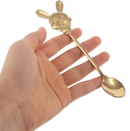 Alipis 6piezas Cuchara de Postre de Acero Inoxidable Cucharillas de Azúcar Forma de Conejo para Té Yogur Postres y Helados Cuchara Decorativa para Pascua