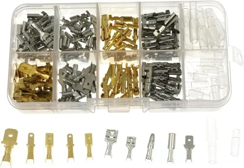 Kit di terminali per cavi, 6,3 mm, 4,8 mm, 2,8 mm, maschio femmina, 150 pezzi, non isolati, misti, connettori a crimpare per auto, moto, bici, terminali elettrici con isolamento