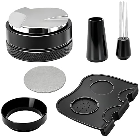 ANTREATU 51mm Coffee Tamper Set, 5-in-1 Espresso Accessories Kit with Dual Head Distributor & Tamper, WDT Tool, Dosing Funnel, Puck Screen & Silicone Mat, Professional Barista Tools
