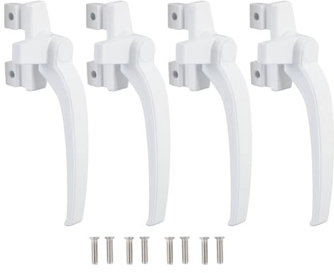 TOPINCN Confezione da 4 Serrature con Maniglia per Finestra Scorrevole, Chiusura di Sicurezza in Lega di Alluminio Resistente per Binari Verticali e Orizzontali, Installazione (WHITE)