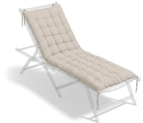 Relaxdays Cuscino Imbottito Trapuntato per Panca e Pallet, 180x70 cm, con Lacci, da Esterno, Beige