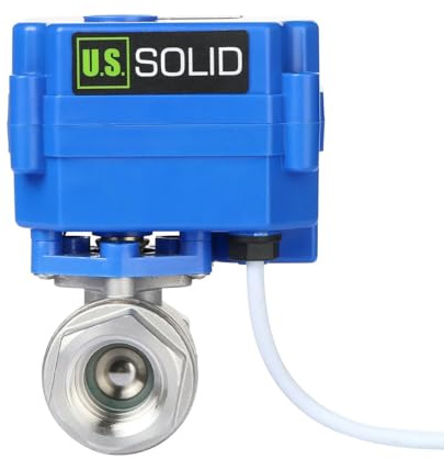 U.S. Solid Motorized Ball Valve- 1/2 NSF Certified 304SS Ball Valve with Full Port, 9-24V AC/DC and 2 Wire Auto Return Setup