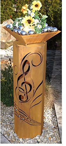 JH-Metalldesign 8-Eck Säule La Traviata + Schale Classic Edelrost Rost Metall Gartendeko Garten Stele