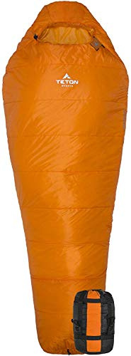 TETON Sports Altos-S, ultraleichter Mumienschlafsack für -18 °C zum Campen, Wandern und Backpacking, Orange, 213 x 81 x 8 cm