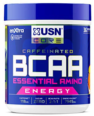 USN BCAA Power Punch Energy, Eaa's with Caffeine, Intra Workout Mango Orange, 36 Servings 400 g