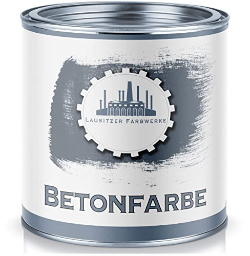 Lausitzer Farbwerke Betonfarbe Bodenfarbe traditionelle Fassadenfarbe für mineralische Untergründe (Stein, Mauer, Beton, Fassade, Putz, Zement usw.) Farbauswahl (1 L, Silbergrau (RAL 7001))