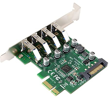 JSER Carte à profil bas 4 ports PCI-E vers USB 3.0 HUB PCI Express Carte d'extension 5 Gbps pour carte mère