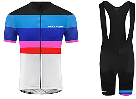 UGLY FROG MTB Herren Fahrradbekleidung Set Schnell Trocknend Radtrikot (Radjacke und Radhose mit Sitzpolster)