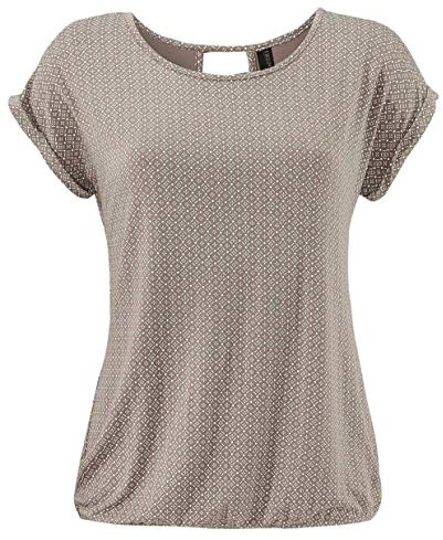 TrendiMax T-shirt Dam Sommar Skjorta Avslappnade Toppar Tryck Blusa Korta Ärmar Brun S