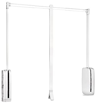 Emuca - Kleiderlift für Garderoben Sling, 600-830mm, Weißer Kunststoff, Stahl und Kunststoff