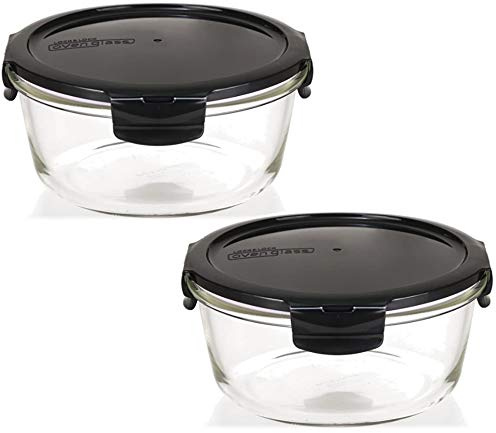 Lock & Lock Boroseal Frischhaltedosen aus Glas - 2er Vorratsdosenset - rund - mit Deckel für Backofen, Mikrowelle & zum Einfrieren - 950 ml