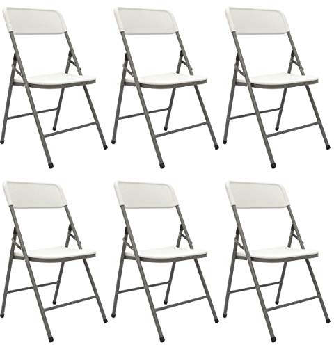 AMANKA 6er Set Garten Klappstuhl Weiß - Gartenstuhl Klappbar - Faltbarer Balkonstuhl - Campingstuhl Wetterfest Stabil Faltbar Platzsparend - Kunststoff Stuhl mit Stahlrahmen - Belastbar bis 150 kg