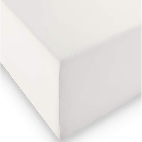 fleuresse 1119 XXL Jersey Stretch Spannbetttuch (96% Baumwolle, 4% Elasthan), mit Rumdumgummizug, Ökotex 100, für Matratzen bis 40 cm Höhe, 140 x 190-160 x 220 cm, wollweiß