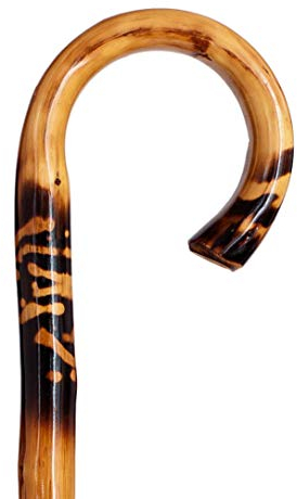 Bastón de Madera castaño Decorado - 1 Pieza Curvado (508) Acabado Barniz Brillo