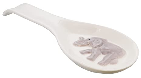 Repose-cuillère de cuisine en céramique motif animal éléphant