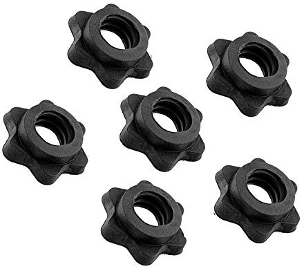 ALEMIN 6 PCS Vinyl Spinlock Collars for 1 Standard Barbells Bars Sports Anti-Slip Spin-Lock Collar Dumbbell Hex Nut Screw Clamps for Dumbell Weight Lifting Fitness Training