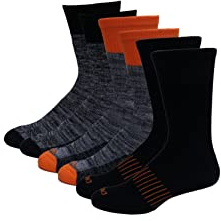 Dickies Men's Dri-Tech Performance Work Crew Socks 6 Pair,Black Asst, Men's 6-12 Shoe Size