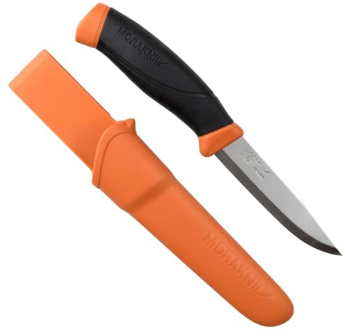 Morakniv Couteau Mora Companion S avec Fourreau - Lame Fixe en Acier Inoxydable – 2,5 mm – Couteau de Survie pour Camping et Chasse – Fabriqué en Suède