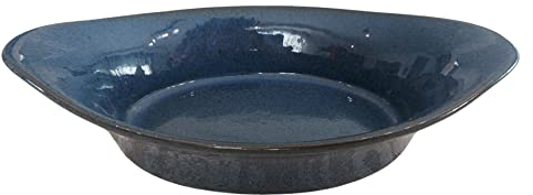 PintoCer - Ensaladera de Ceramica de Gres, 25,5cm x 14,5cm x 5cm, Tazón para ensalada, Color: Azul