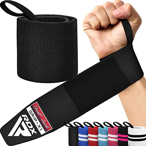 RDX Fasce Polsi Sollevamento Pesi Cinghie Passante Pollice, Approvato da IPL e USPA, Polsini Palestra Supporto Polso Wrist Wraps Polsiera Allenamento, Powerlifting, Bodybuilding, Fitness, Uomo Donna