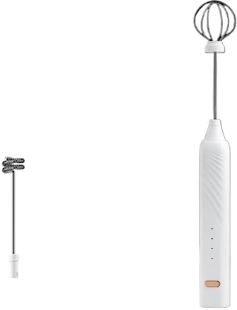 Mousseur à Lait Mélangeur Rechargeable USB Mousseur À Lait Mélangeur Électrique De Poche Fabricant De Mousse Fouet en Acier Inoxydable Mousseur Lait (Color : Weiß, Size : One Size)