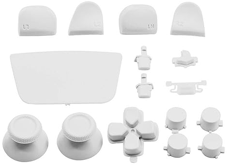 16 pulsanti di ricambio per controller di gioco, levette joystick per PS5, pulsanti di attivazione di ricambio per controller PS5 (bianco)