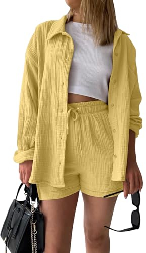 Rosennie Set Damen Outfit Longbluse Damen Kurzarm Bluse Damen Sommer Shirt Damen Zweiteiler Damen Elegant Festlich Zweiteiler Damen Jogginganzug Elegante Blusen