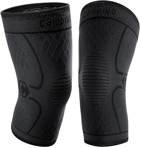 CAMBIVO 2 Pièces Genouillere Arthrose Genou, Genouillère Sport de Compression, Genouillere Ligamentaire Antidérapantes pour Musculation, Course, Volleyball, Basketball, Gym