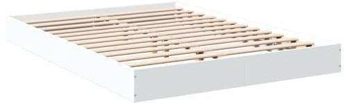 vidaXL Estructura de Cama Madera de ingeniería Blanca 135x190 cm, Muebles de Dormitorio, Camas, Cama Doble, Cama, somier, Cama de palets