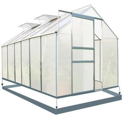 Serre en polycarbonate alvéolaire 6 mm, Ezooza Oslo, 190 x 380 cm, avec fondation